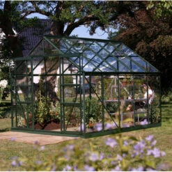 Serre De Jardin Uranus 8,3m² En Alu émeraude Et Verre De Sécurité 3mm - Vitavia -Jardin Serre Boutique serre de jardin uranus 83m en alu emeraude et verre de securite 3mm vitavia 1