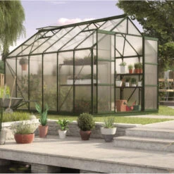 Serre De Jardin Uranus 9,9m² En Alu émeraude Et Panneaux De PC 4mm - Vitavia