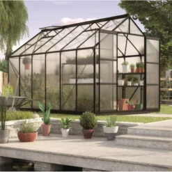 Serre De Jardin Uranus 9,9m² En Alu Noir Et Panneaux De PC 6mm - Vitavia