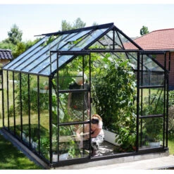 Serre De Jardin Uranus 9,9m² En Alu Noir Et Verre De Sécurité 3mm - Vitavia -Jardin Serre Boutique serre de jardin uranus 99m en alu noir et verre de securite 3mm vitavia 2