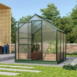Serre De Jardin Venus 3,8m² En Aluminium émeraude Et Polycarbonate 6mm - Vitavia