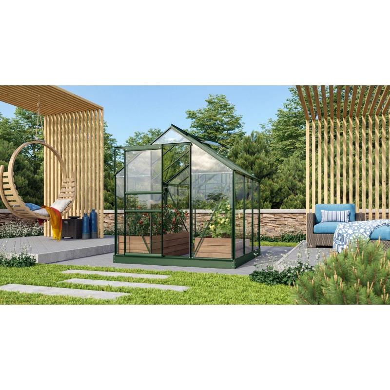 Serre De Jardin Venus 3,8m² En Aluminium émeraude Et Verre De Sécurité 3mm - Vitavia 4 Serre De Jardin Venus 3,8m² En Aluminium émeraude Et Verre De Sécurité 3mm - Vitavia – Image 2