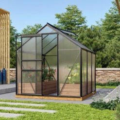Serre De Jardin Venus 3,8m² En Aluminium Noir Et Polycarbonate 4mm - Vitavia -Jardin Serre Boutique serre de jardin venus 38m en aluminium noir et polycarbonate 4mm vitavia 4