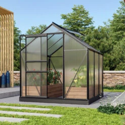 Serre De Jardin Venus 3,8m² En Aluminium Noir Et Polycarbonate 6mm - Vitavia -Jardin Serre Boutique serre de jardin venus 38m en aluminium noir et polycarbonate 6mm vitavia 1