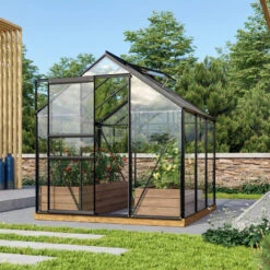 Serre De Jardin Venus 3,8m² En Aluminium Noir Et Verre De Sécurité 3mm - Vitavia -Jardin Serre Boutique serre de jardin venus 38m en aluminium noir et verre de securite 3mm vitavia 1