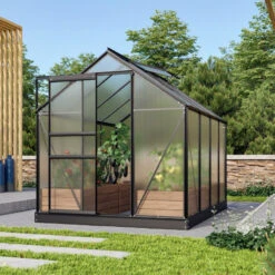 Serre De Jardin Venus 5m² En Aluminium Noir Et Polycarbonate 4mm - Vitavia