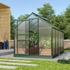 Serre De Jardin Venus 6,2m² En Aluminium émeraude Et Polycarbonate 4mm - Vitavia