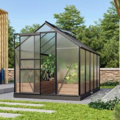 Serre De Jardin Venus 6,2m² En Aluminium Noir Et Polycarbonate 4mm - Vitavia