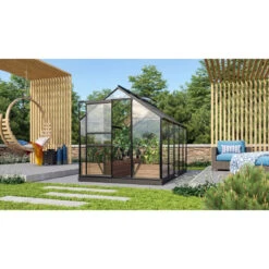 Serre De Jardin Venus 6,2m² En Aluminium Noir Et Verre De Sécurité 3mm - Vitavia -Jardin Serre Boutique serre de jardin venus 62m en aluminium noir et verre de securite 3mm vitavia 2