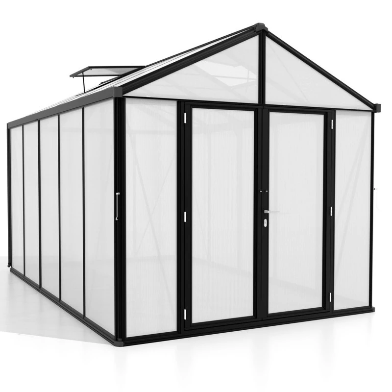 Serre De Jardin Zeus Comfort 10m² En Alu Noir Et Polycarbonate 16mm - Vitavia 4 Serre De Jardin Zeus Comfort 10m² En Alu Noir Et Polycarbonate 16mm - Vitavia – Image 2