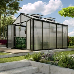 Serre De Jardin Zeus Comfort 10m² En Alu Noir Et Polycarbonate 16mm - Vitavia