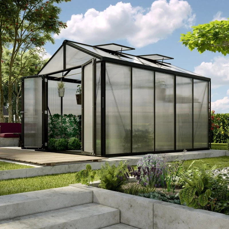 Serre De Jardin Zeus Comfort 10m² En Alu Noir Et Polycarbonate 16mm - Vitavia 3 Serre De Jardin Zeus Comfort 10m² En Alu Noir Et Polycarbonate 16mm - Vitavia