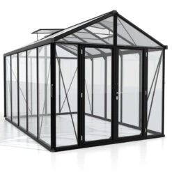Serre De Jardin Zeus Comfort 10m² En Alu Noir Et Vitrage Combiné - Vitavia -Jardin Serre Boutique serre de jardin zeus comfort 10m en alu noir et vitrage combine vitavia 1