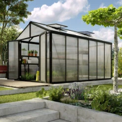 Serre De Jardin Zeus Comfort 11,9m² En Alu Noir Et Polycarbonate 16mm - Vitavia 7 Serre De Jardin Zeus Comfort 11,9m² En Alu Noir Et Polycarbonate 16mm - Vitavia -Jardin Serre Boutique serre de jardin zeus comfort 119m en alu noir et polycarbonate 16mm vitavia 1