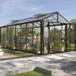 Serre De Jardin Zeus Comfort 15,7m² En Alu Noir Et Vitrage Combiné - Vitavia -Jardin Serre Boutique serre de jardin zeus comfort 157m en alu noir et vitrage combine vitavia 3