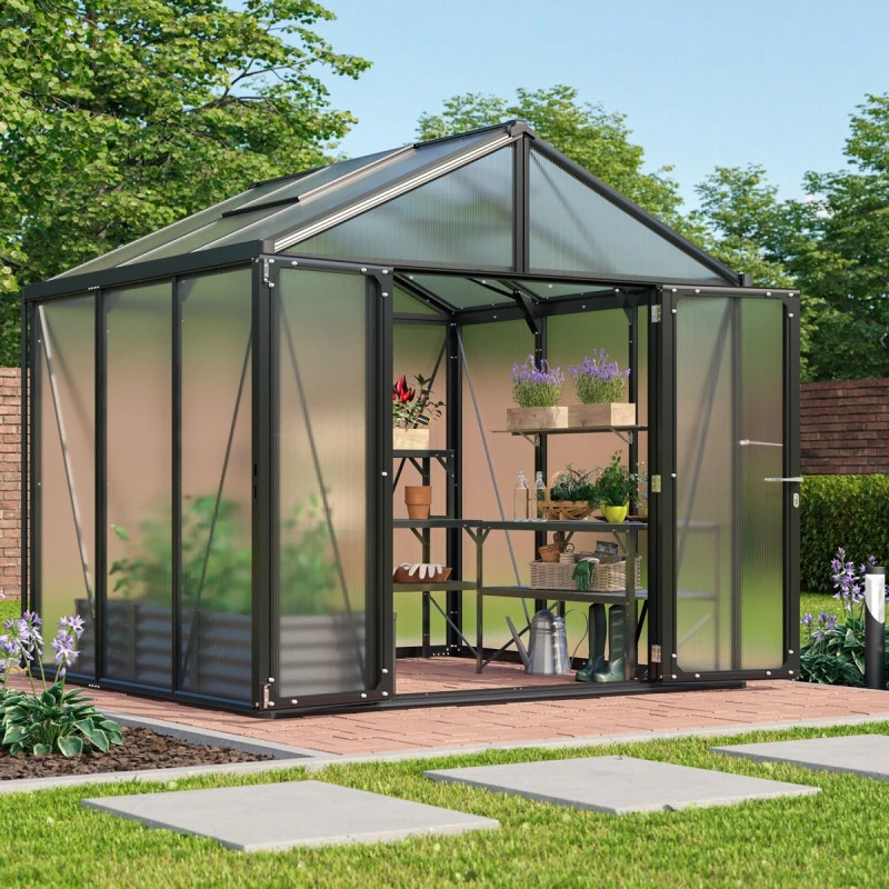 Serre De Jardin Zeus Comfort 6,2m² En Alu Noir Et Polycarbonate 10mm - Vitavia 3 Serre De Jardin Zeus Comfort 6,2m² En Alu Noir Et Polycarbonate 10mm - Vitavia