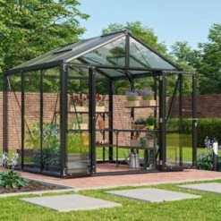Serre De Jardin Zeus Comfort 6,2m² En Alu Noir Et Vitrage Combiné - Vitavia