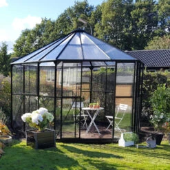 Serre Décorative Noire Atrium 9m² Verre Trempé Halls -Jardin Serre Boutique serre decorative noire atrium 9m verre trempe halls 5