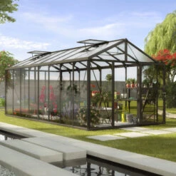 Serre En Aluminium Laquée Noire Et Verre Trempé Et Polycarbonate Zeus 15700 - Vitavia