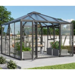 Serre Fortuna 10,2m² En Aluminium Noir Et Vitrage Combiné - Vitavia