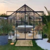 Serre Laurus Uranus 11,45m² En Aluminium Laqué Gris Et Verre Trempé 3mm + Embase Incluse - Natura Lams -Jardin Serre Boutique serre laurus uranus 1145m en aluminium laque gris et verre trempe 3mm embase incluse natura lams