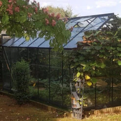 Serre Laurus Uranus 11,45m² En Aluminium Laqué Gris Et Verre Trempé 3mm + Embase Incluse - Natura Lams -Jardin Serre Boutique serre laurus uranus 1145m en aluminium laque gris et verre trempe 3mm embase incluse natura lams 13