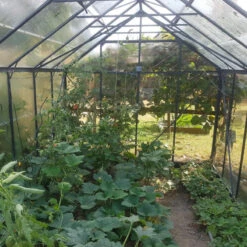 Serre Laurus Uranus 12,90m² En Aluminium Laqué Gris Et Verre Trempé 3mm + Embase Incluse - Natura Lams -Jardin Serre Boutique serre laurus uranus 1290m en aluminium laque gris et verre trempe 3mm embase incluse natura lams 1