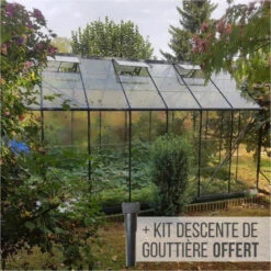 Serre Laurus Uranus 12,90m² En Aluminium Laqué Gris Et Verre Trempé 3mm + Embase Incluse - Natura Lams -Jardin Serre Boutique serre laurus uranus 1290m en aluminium laque gris et verre trempe 3mm embase incluse natura lams 2