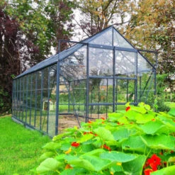 Serre Laurus Uranus 12,90m² En Aluminium Laqué Vert Et Verre Trempé 3mm + Embase Incluse - Natura Lams -Jardin Serre Boutique serre laurus uranus 1290m en aluminium laque vert et verre trempe 3mm embase incluse natura lams 2