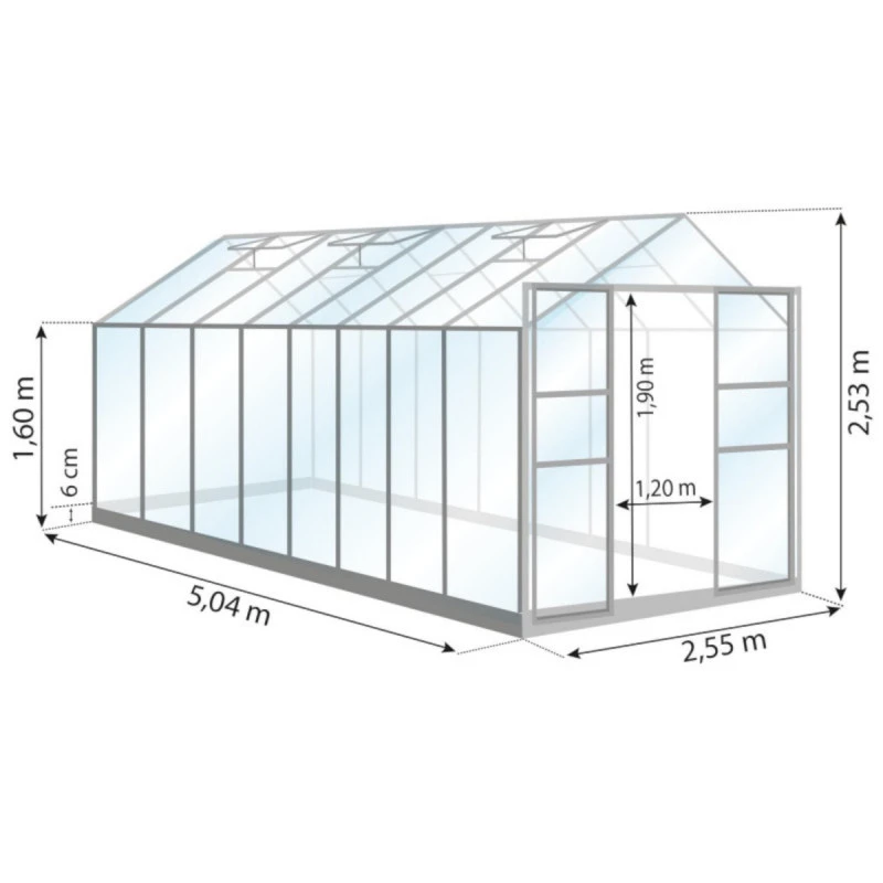 Serre Laurus Uranus 12,90m² En Aluminium Naturel Et Verre Trempé 3mm + Embase Incluse - Natura Lams 4 Serre Laurus Uranus 12,90m² En Aluminium Naturel Et Verre Trempé 3mm + Embase Incluse - Natura Lams – Image 2