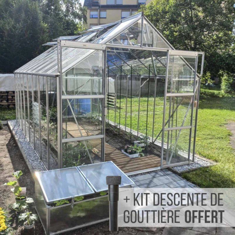 Serre Laurus Uranus 12,90m² En Aluminium Naturel Et Verre Trempé 3mm + Embase Incluse - Natura Lams 21 Serre Laurus Uranus 12,90m² En Aluminium Naturel Et Verre Trempé 3mm + Embase Incluse - Natura Lams – Image 19