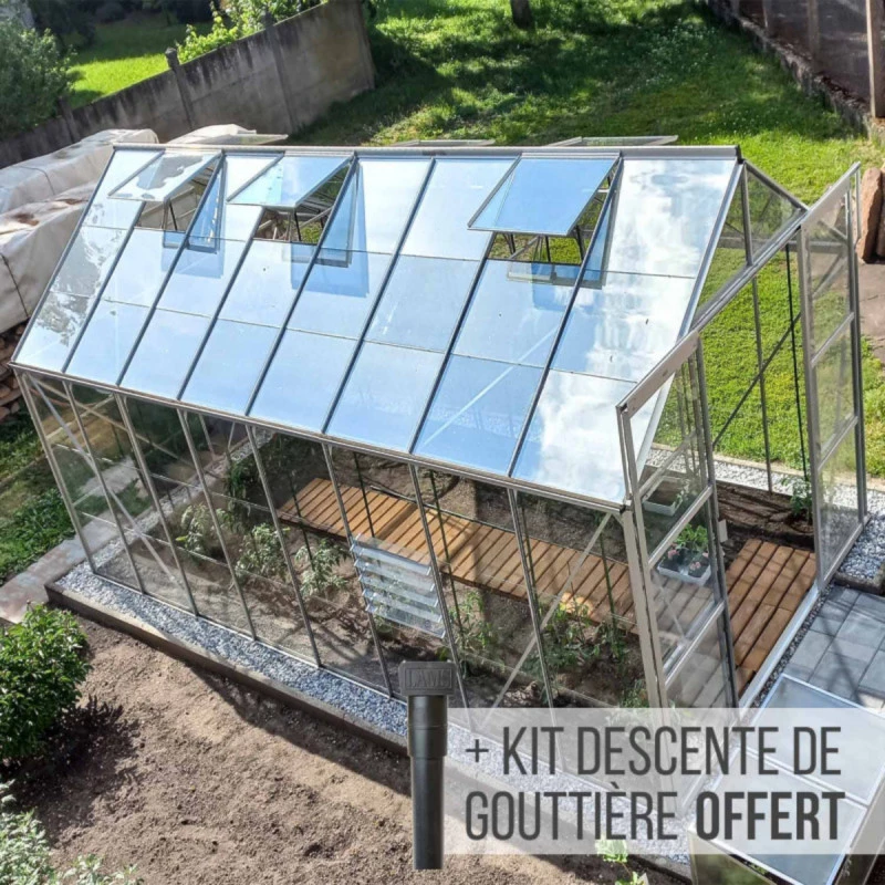 Serre Laurus Uranus 12,90m² En Aluminium Naturel Et Verre Trempé 3mm + Embase Incluse - Natura Lams 3 Serre Laurus Uranus 12,90m² En Aluminium Naturel Et Verre Trempé 3mm + Embase Incluse - Natura Lams