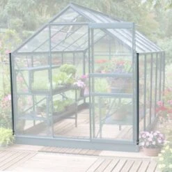 Serre Laurus Uranus 14,65m² En Aluminium Naturel Et Verre Trempé 3mm + Embase Incluse - Natura Lams -Jardin Serre Boutique serre laurus uranus 1465m en aluminium naturel et verre trempe 3mm embase incluse natura lams 8