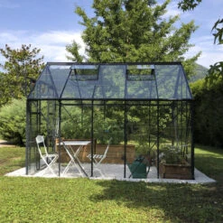 Serre Laurus Uranus 8,25m² En Aluminium Laqué Gris Et Verre Trempé 3mm + Embase Incluse - Natura Lams -Jardin Serre Boutique serre laurus uranus 825m en aluminium laque gris et verre trempe 3mm embase incluse natura lams 14