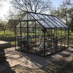 Serre Laurus Uranus 8,25m² En Aluminium Laqué Vert Et Verre Trempé 3mm + Embase Incluse - Natura Lams -Jardin Serre Boutique serre laurus uranus 825m en aluminium laque vert et verre trempe 3mm embase incluse natura lams 10
