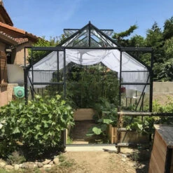 Serre Laurus Uranus 9,85m² En Aluminium Laqué Gris Et Verre Trempé 3mm + Embase Incluse - Natura Lams -Jardin Serre Boutique serre laurus uranus 985m en aluminium laque gris et verre trempe 3mm embase incluse natura lams 15