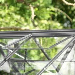 Serre Laurus Uranus 9,85m² En Aluminium Laqué Gris Et Verre Trempé 3mm + Embase Incluse - Natura Lams -Jardin Serre Boutique serre laurus uranus 985m en aluminium laque gris et verre trempe 3mm embase incluse natura lams 3