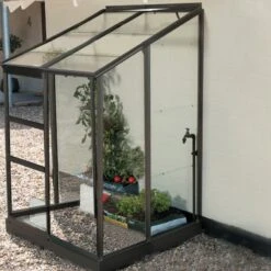 Serre Melissa Ida 1,7m² En Aluminium Laqué Gris Et Verre Trempé 3mm + Embase Incluse – Natura Lams