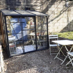 Serre Melissa Ida 2,5m² En Aluminium Laqué Gris Et Verre Trempé 3mm + Embase Incluse – Natura Lams -Jardin Serre Boutique serre melissa ida 25m en aluminium laque gris et verre trempe 3mm embase incluse natura lams 15