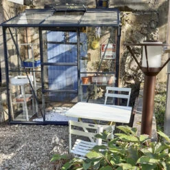 Serre Melissa Ida 2,5m² En Aluminium Laqué Gris Et Verre Trempé 3mm + Embase Incluse – Natura Lams -Jardin Serre Boutique serre melissa ida 25m en aluminium laque gris et verre trempe 3mm embase incluse natura lams 16