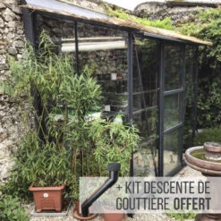 Serre Melissa Ida 2,5m² En Aluminium Laqué Gris Et Verre Trempé 3mm + Embase Incluse – Natura Lams -Jardin Serre Boutique serre melissa ida 25m en aluminium laque gris et verre trempe 3mm embase incluse natura lams 2