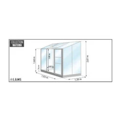Serre Melissa Ida 2,5m² En Aluminium Laqué Gris Et Verre Trempé 3mm + Embase Incluse – Natura Lams -Jardin Serre Boutique serre melissa ida 25m en aluminium laque gris et verre trempe 3mm embase incluse natura lams 4