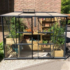 Serre Melissa Ida 3,30m² En Aluminium Laqué Gris Et Verre Trempé 3mm + Embase Incluse – Natura Lams -Jardin Serre Boutique serre melissa ida 334m en aluminium laque gris et verre trempe 3mm embase incluse natura lams 14