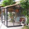 Serre Melissa Ida 4,9m² En Aluminium Laqué Gris Et Verre Trempé 3mm + Embase Incluse – Natura Lams -Jardin Serre Boutique serre melissa ida 52m en aluminium laque gris et verre trempe 3mm embase incluse natura lams