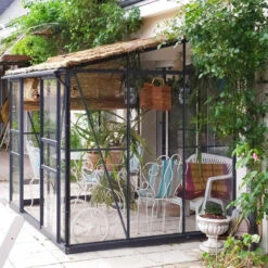 Serre Melissa Ida 4,9m² En Aluminium Laqué Gris Et Verre Trempé 3mm + Embase Incluse – Natura Lams