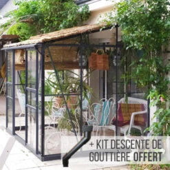 Serre Melissa Ida 4,9m² En Aluminium Laqué Gris Et Verre Trempé 3mm + Embase Incluse – Natura Lams -Jardin Serre Boutique serre melissa ida 52m en aluminium laque gris et verre trempe 3mm embase incluse natura lams 4