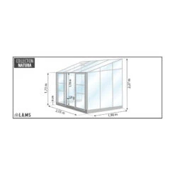 Serre Melissa Ida 4,9m² En Aluminium Laqué Gris Et Verre Trempé 3mm + Embase Incluse – Natura Lams -Jardin Serre Boutique serre melissa ida 52m en aluminium laque gris et verre trempe 3mm embase incluse natura lams 7