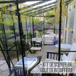 Serre Melissa Ida 7,2m² En Aluminium Laqué Gris Et Verre Trempé 3mm + Embase Incluse – Natura Lams -Jardin Serre Boutique serre melissa ida 78m en aluminium laque gris et verre trempe 3mm embase incluse natura lams 3