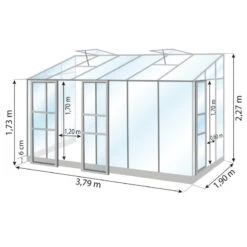 Serre Melissa Ida 7,2m² En Aluminium Laqué Gris Et Verre Trempé 3mm + Embase Incluse – Natura Lams -Jardin Serre Boutique serre melissa ida 78m en aluminium laque gris et verre trempe 3mm embase incluse natura lams 5