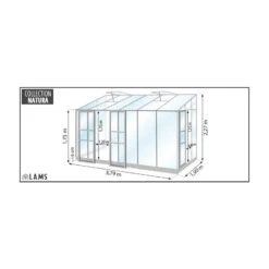 Serre Melissa Ida 7,2m² En Aluminium Laqué Gris Et Verre Trempé 3mm + Embase Incluse – Natura Lams -Jardin Serre Boutique serre melissa ida 78m en aluminium laque gris et verre trempe 3mm embase incluse natura lams 6